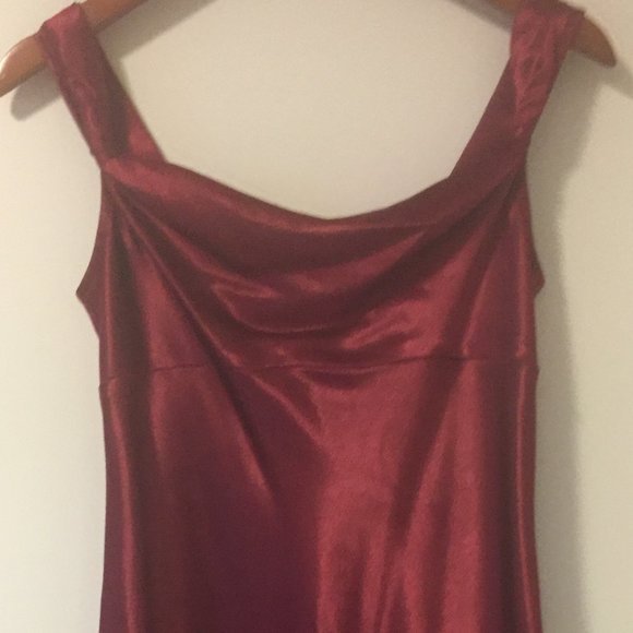 Satin Burgundy Dress - Picture 4 of 17